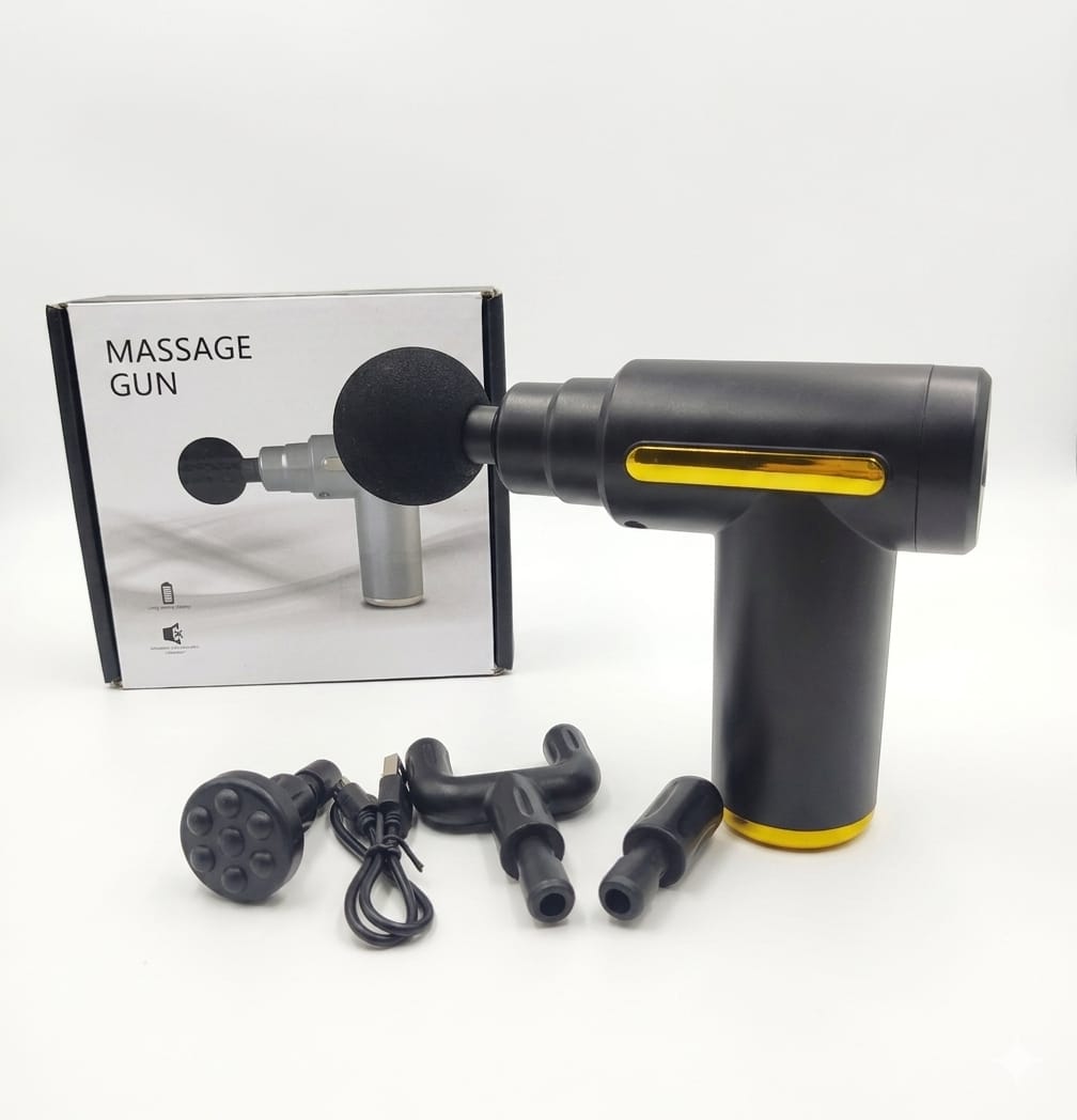 Pistola de masaje muscular recargable con accesorios